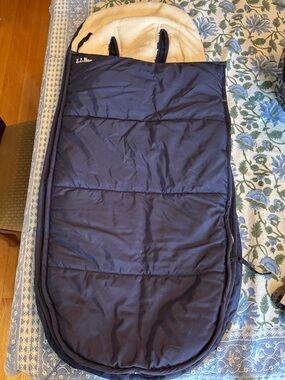 L.L. Bean Navy Quilted Baby Stroller Footmuff with Cream Lining